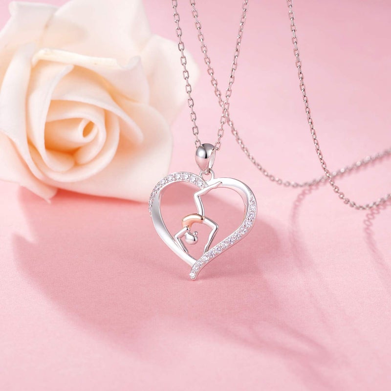 ACJNA 925 Sterling Silver Gymnast Gymnastic Dance Necklace Yoga Sports Heart Pendant Jewelry Birthday Gift Dancer Women Her - Image 2